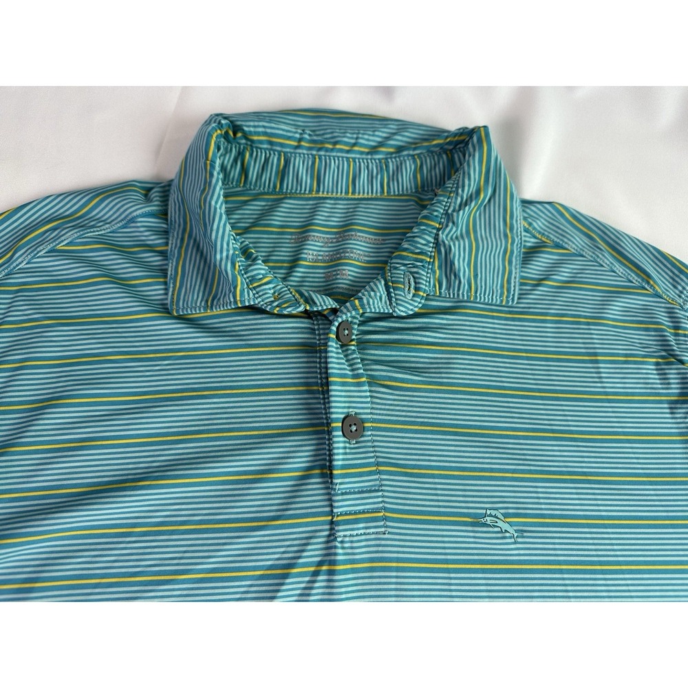 Tommy Bahama Island Zone Polo Shirt Mens Medium Teal Performance Golf Activewear